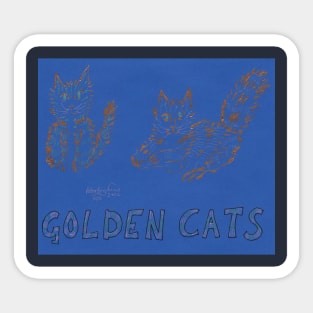 Golden Metallic Cats Sticker